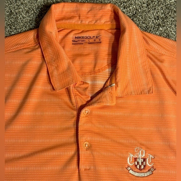 Nike Dri-Fit Golf SS Polo Shirt Orange Striped Men’s Large L FitDry Front Logo - Picture 1 of 7
